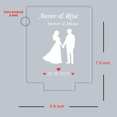 Personalized Couple Name LED Night Lamp Custom with Name & Date Unique Gift for Anniversary, Wedding, Marriage, Valentine Day, Birthday Warm White Light (Forever & Always)